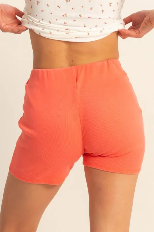 Jade Icarus high waist ribbed fitted biker shorts, automotive style, with textured ribbed fabric and sleek design.
