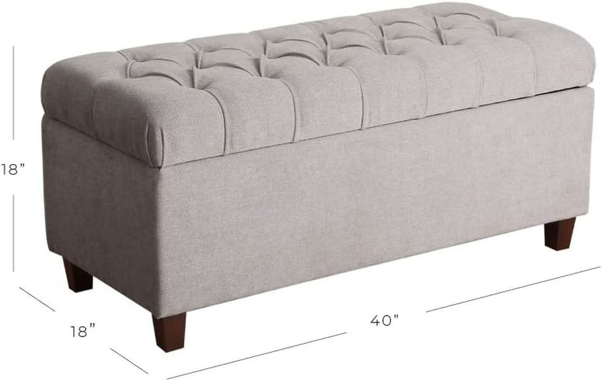 Charcoal Grey Tufted Storage Ottoman Bench Hinged Lid
