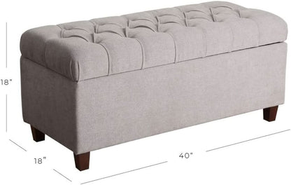 Charcoal Grey Tufted Storage Ottoman Bench Hinged Lid