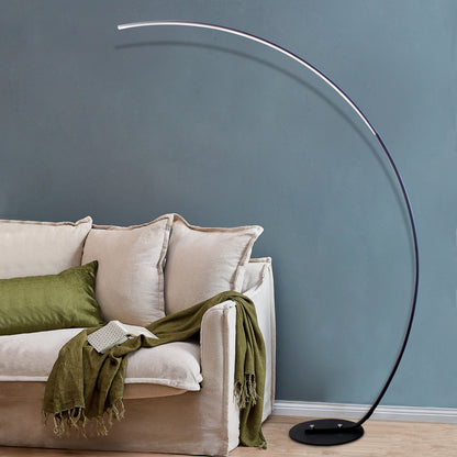 Sangria Apricot RGBW Modern Curve Floor Lamp in home decor setting, showcasing sleek design and adjustable lighting features.
