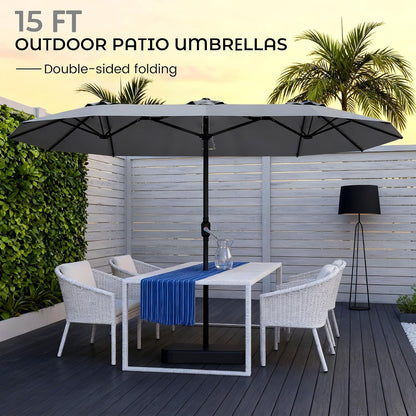15Foot Rectangular Outdoor Patio Umbrella With Crank