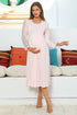 Pink lace-sleeved maternity and nursing nightgown by Burgundy Artemis, featuring elegant sleepwear design.