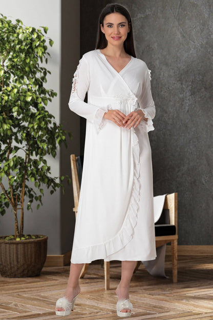 Burgundy Artemis Shopymommy 5522 Guipure double-breasted maternity and nursing nightgown with lace details, displayed on a hanger.