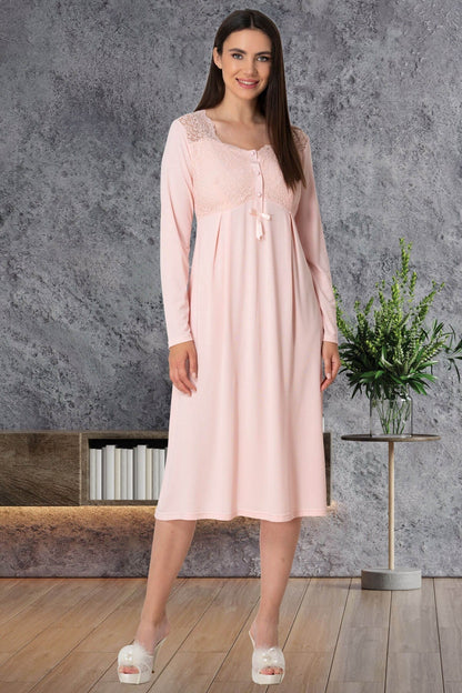 Burgundy Artemis Shopymommy 5525 lace maternity and nursing nightgown with delicate lace details and a comfortable fit.