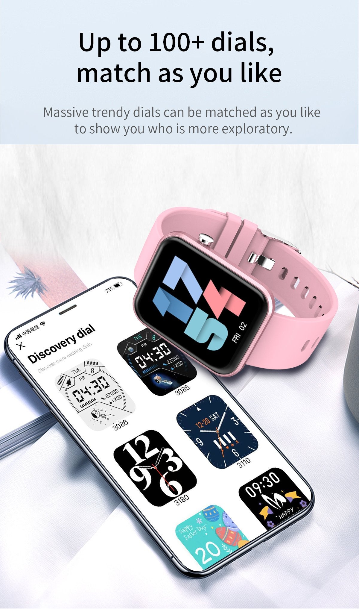 Salmon Lucky advanced smartwatch with three interchangeable bands and wellness plus activity tracking features.