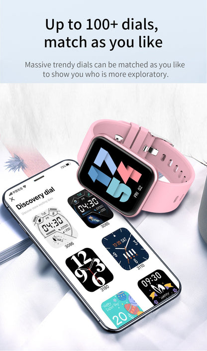 Salmon Lucky advanced smartwatch with three interchangeable bands and wellness plus activity tracking features.
