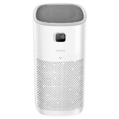 Start2Finish VEVOR air purifier with H13 HEPA filter, touch panel, child lock, sleep mode, designed for home and office use.