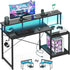 Peach Maple 48-inch LED gaming desk with built-in power outlet, shelves, and modern wood finish for gaming and workstation setup.