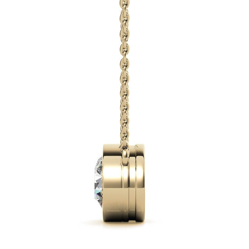 Start2Finish 2.00 CTW lab-grown diamond bezel pendant in 14K white or yellow gold, featuring a round brilliant cut diamond.