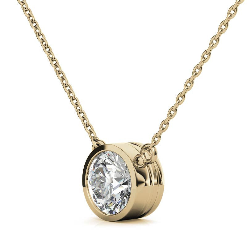 Start2Finish 2.00 CTW AGI Certified round brilliant lab-grown diamond bezel pendant in 14K white or yellow gold