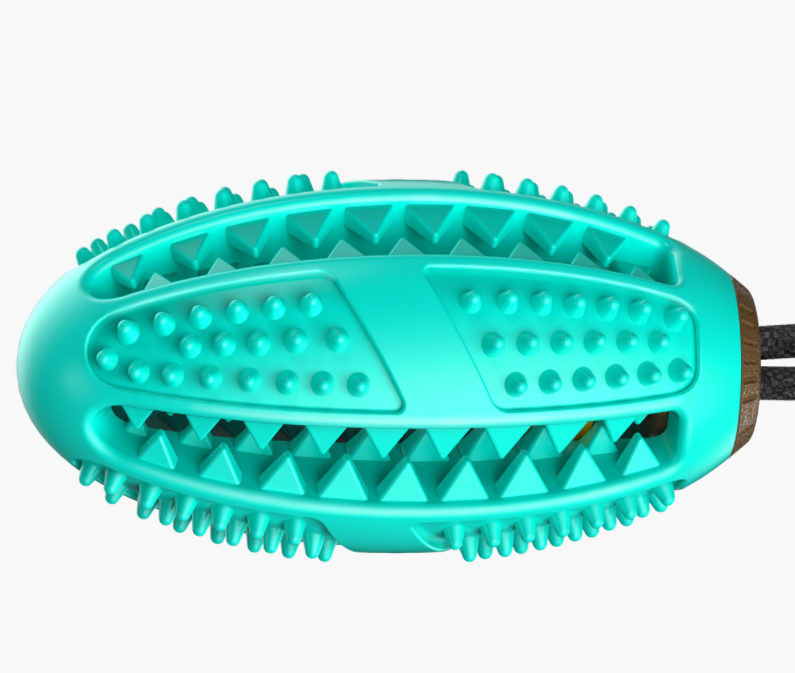 Maroon Asteria dog chew toy with rubber bones for teeth cleaning and oral health, designed for pets to chew and play.