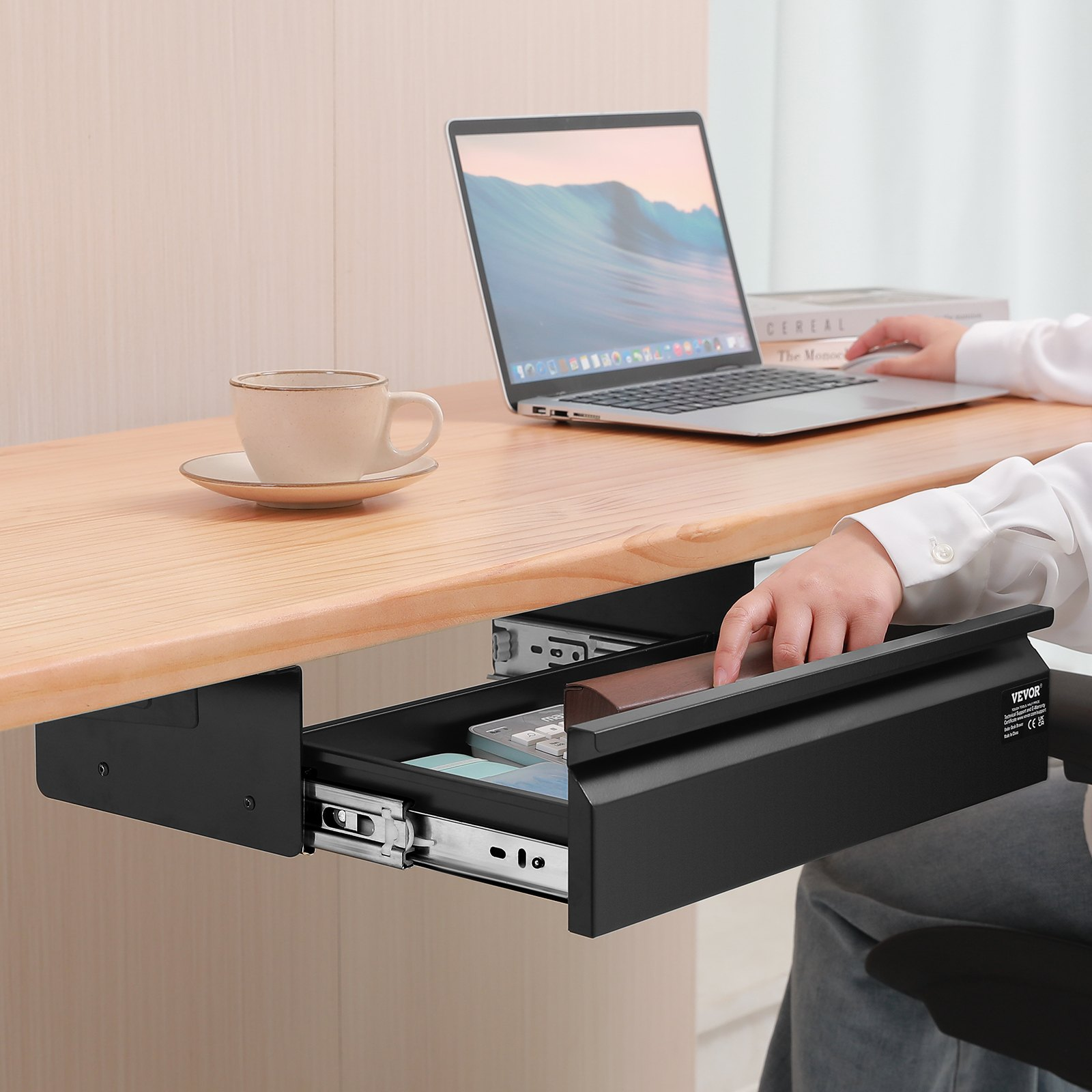 Start2Finish VEVOR 16-inch under desk drawer slide-out mounted storage organizer for office or home workstations.