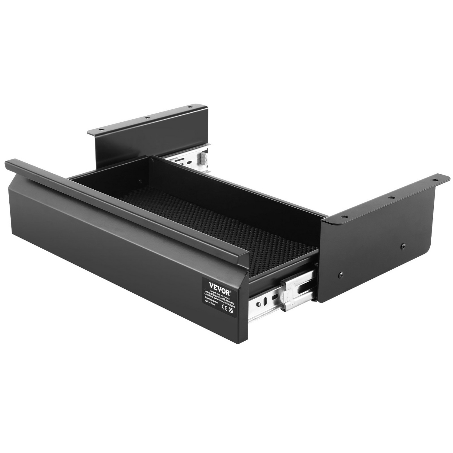 Start2Finish VEVOR 16-inch under desk drawer slide with pull-out storage organizer mounted on a desk surface.