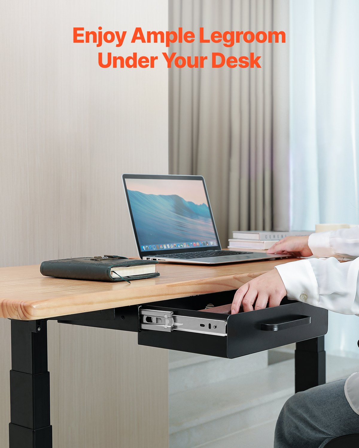 Start2Finish VEVOR 13-inch under desk drawer slide with hidden storage compartment for office or home workstation organization.