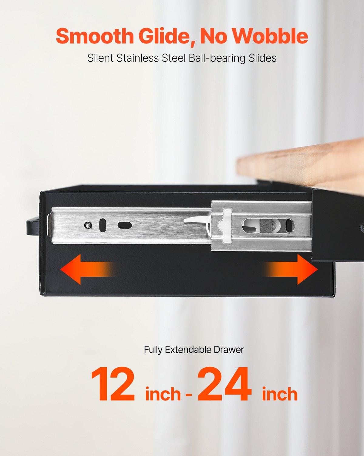 Start2Finish VEVOR 13-inch under desk drawer slide out mounted on office desk for hidden desktop storage and organization.