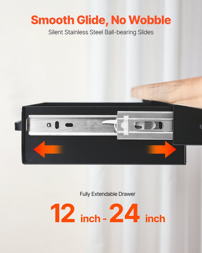 Start2Finish VEVOR 13-inch under desk drawer slide out mounted on office desk for hidden desktop storage and organization.