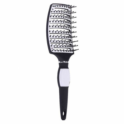 Maroon Asteria fluffy large curved wide-tooth anti-slip hair comb with ergonomic design and soft bristles for gentle detangling.