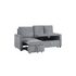 Gray corduroy sofa with 70-inch width, pull-out chaise, underseat storage, and side pocket, by Start2Finish.