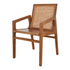 Start2Finish Davina teak dining side arm chair with natural wood finish and cushioned seat for comfortable dining room seating.