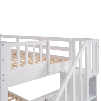 Sangria Beech twin-over-twin bunk bed with three storage drawers, ideal for bedroom or dorm room, made of sturdy furniture material.
