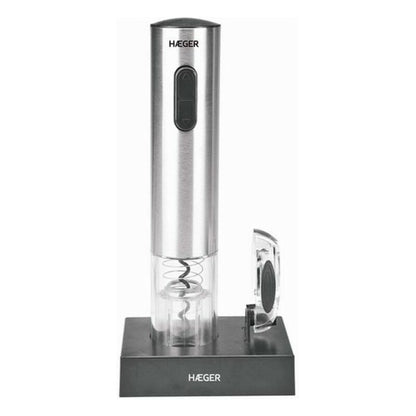 Electric corkscrew from Bigbuy Haeger Lucca pack, rechargeable kitchen tool with a sleek design for opening wine bottles easily.