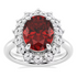 AGI Certified 3CTW Oval Lab Ruby Princess Diana Engagement Ring with Lab Diamond Halo in 14K white or yellow gold