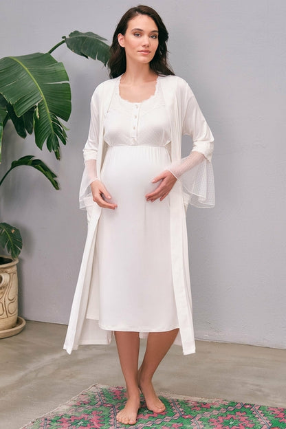 Burgundy Artemis Shopymommy 5649 flywheel arm lace maternity and nursing nightgown, soft fabric with lace details, relaxed fit.