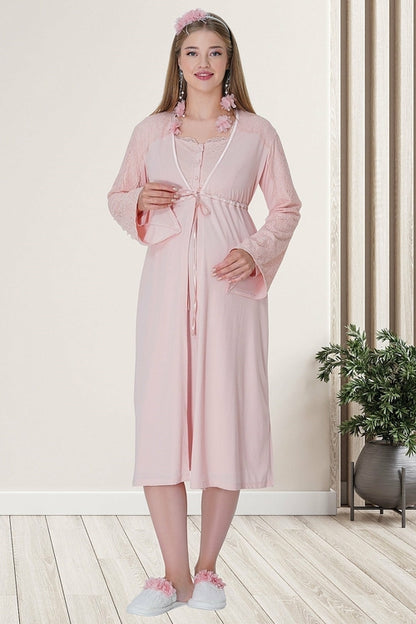 Burgundy Artemis Shopymommy 5715 lace embroidered maternity and nursing nightgown, soft and comfortable lingerie for new moms
