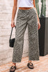 Women’s Leopard Denim Straight Leg Jeans by Byzantium Bay, featuring stylish leopard print and classic denim fit.
