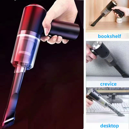 Puce Gaia 120W cordless handheld vacuum cleaner in black, compact and portable for car and auto cleaning, with a sleek design.