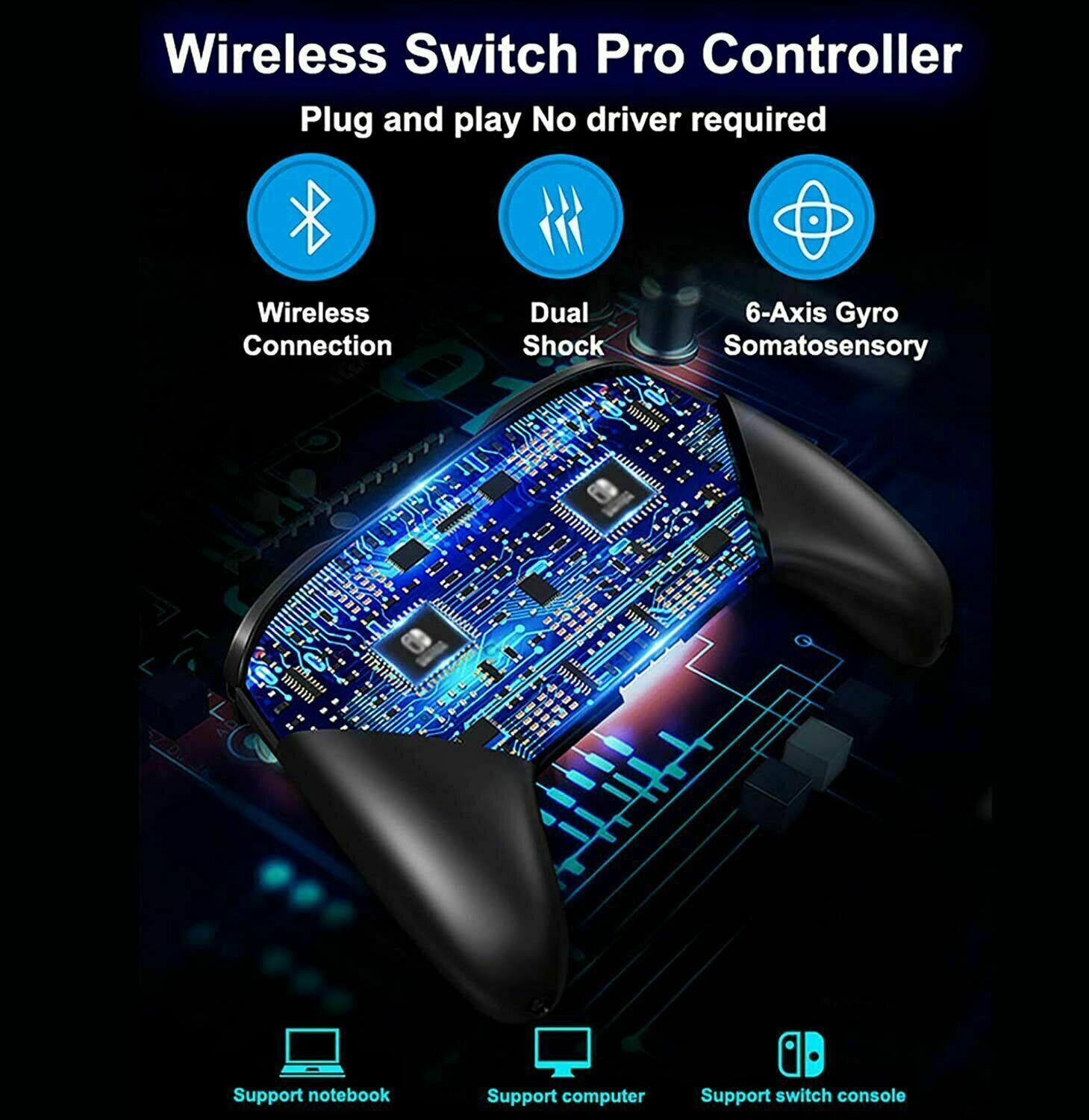 Puce Gaia Pro Wireless Game Controller for Nintendo, featuring a sleek black gamepad with joystick and remote buttons.
