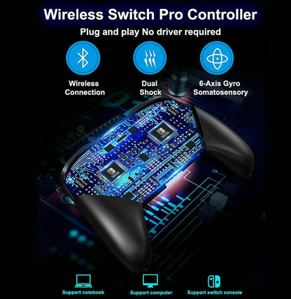 Puce Gaia Pro Wireless Game Controller for Nintendo, featuring a sleek black gamepad with joystick and remote buttons.