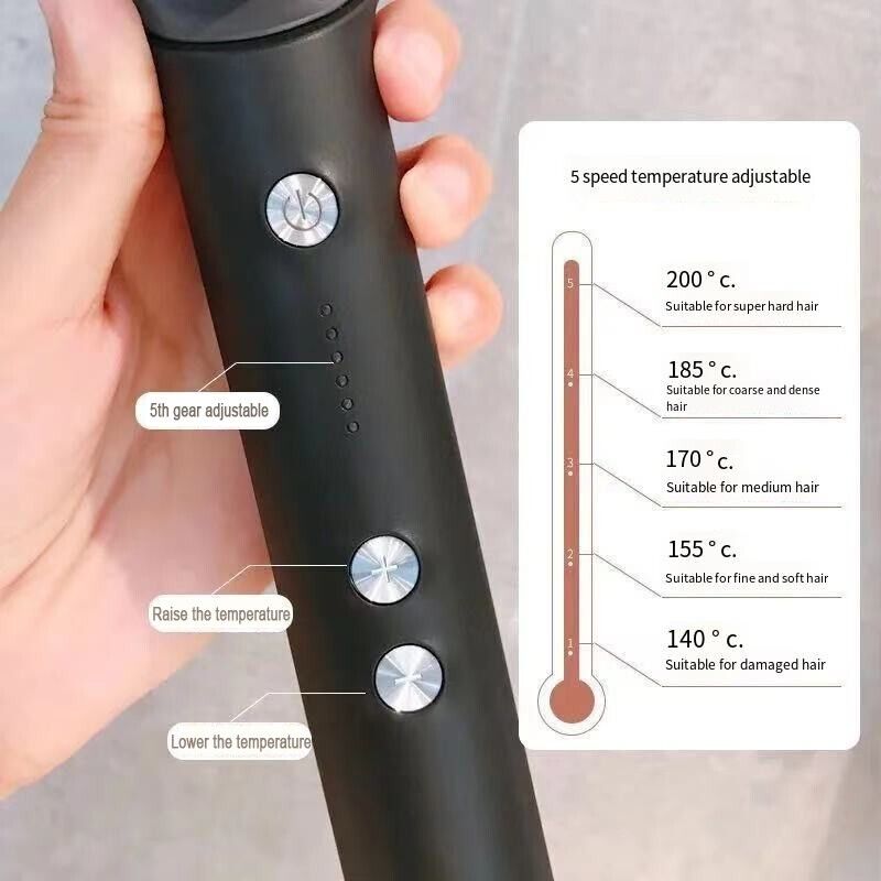 Puce Gaia electric hair straightener brush and hot comb for straightening and curling hair, with sleek black design.