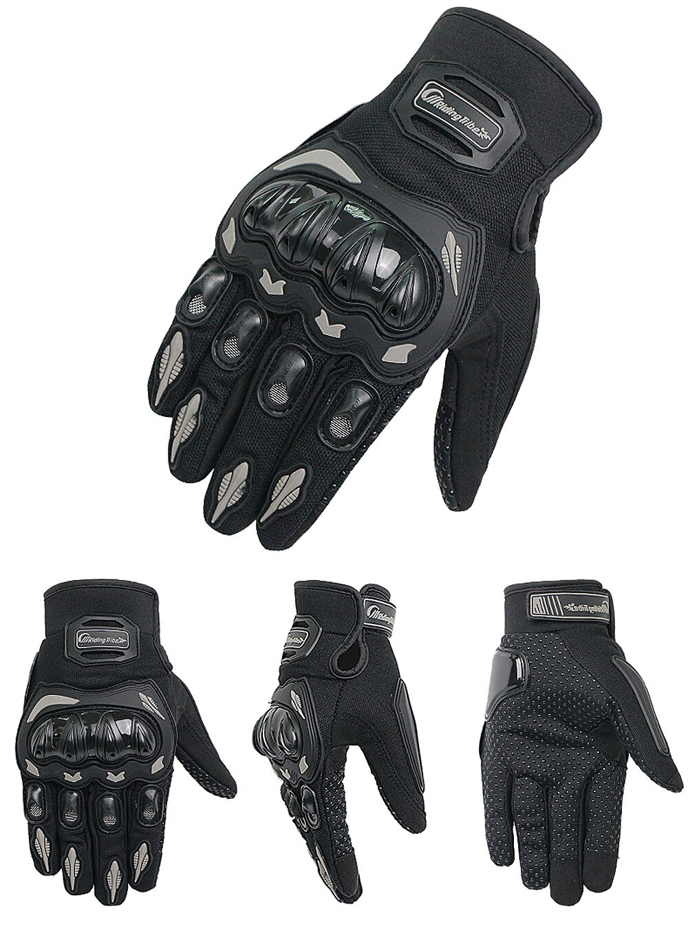 Puce Gaia racing motorcycle dirt bike full finger motocross riding gloves showing black and red armored design