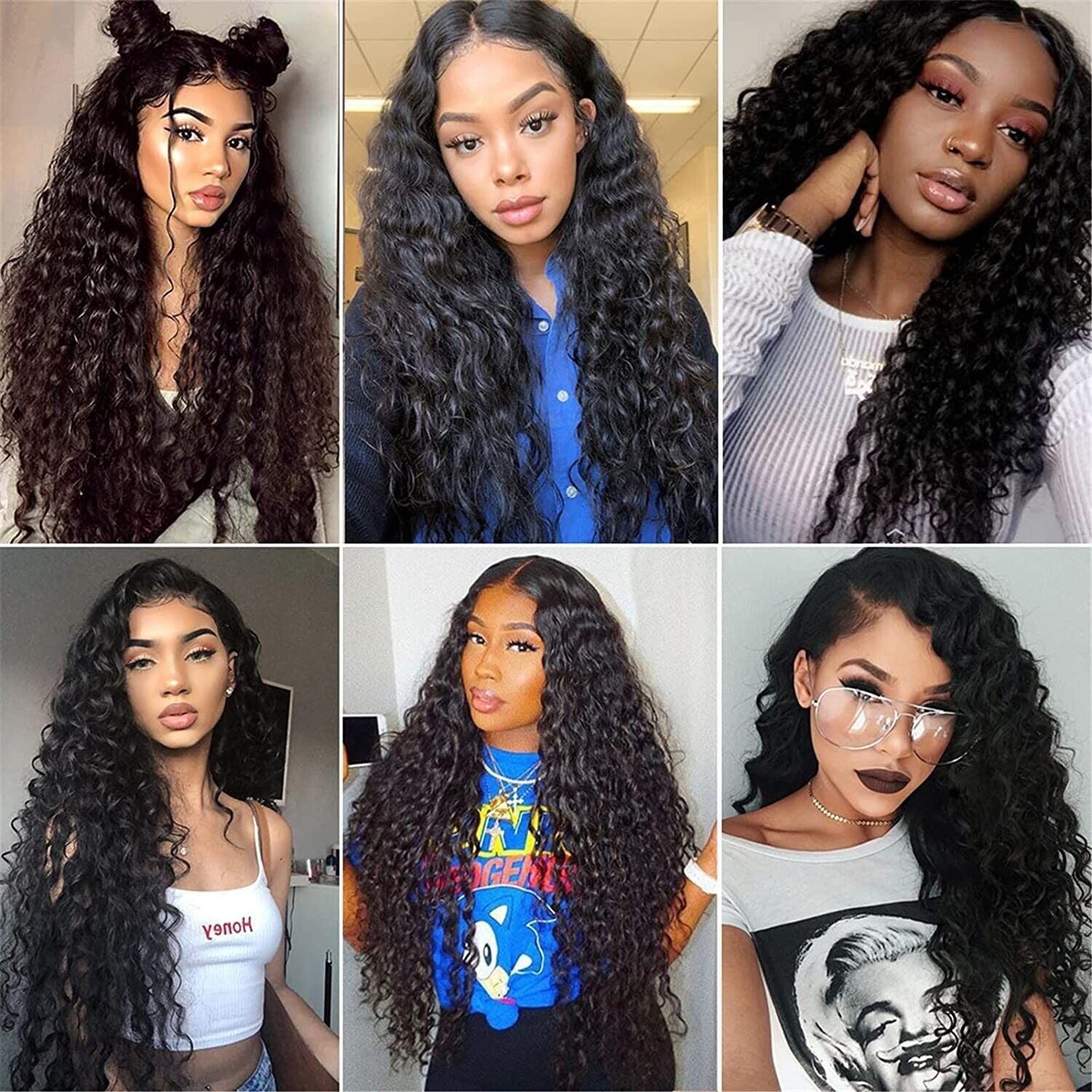 Long curly Brazilian human hair wig for women with lace front, wavy style, by Puce Gaia, featuring natural-looking curly hair.