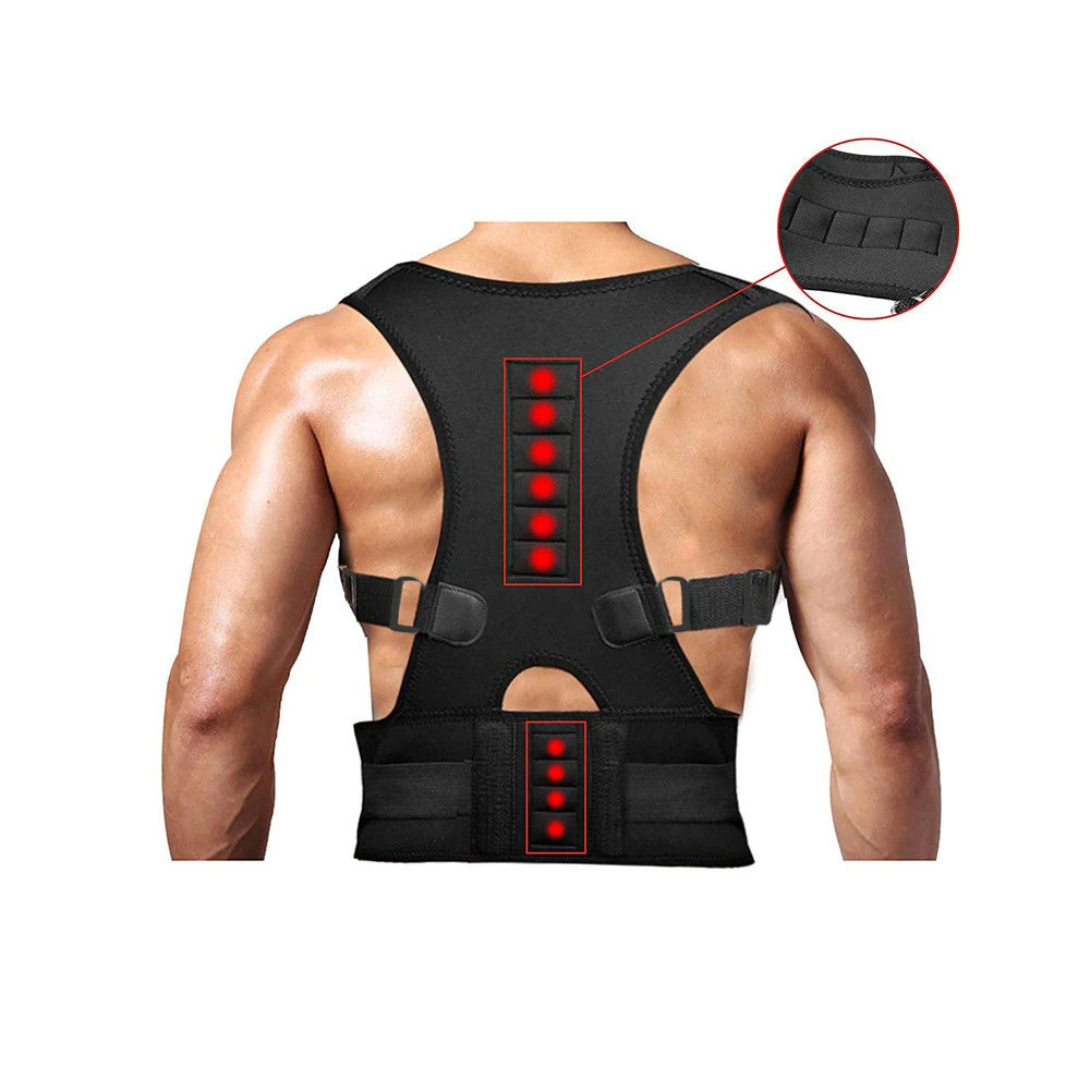 Puce Gaia posture corrector support belt with magnetic back and shoulder brace for improved posture and comfort.