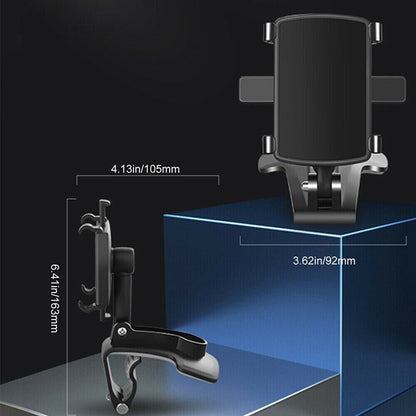 Puce Gaia universal car dashboard mount holder stand clamp for cell phones, showcasing the adjustable cradle and secure clip attachment.