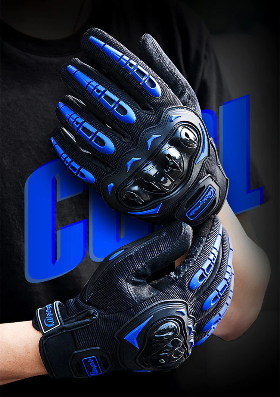 Puce Gaia racing motorcycle motocross dirt bike full finger riding gloves, tech accessories for motorcycle riding, close-up view