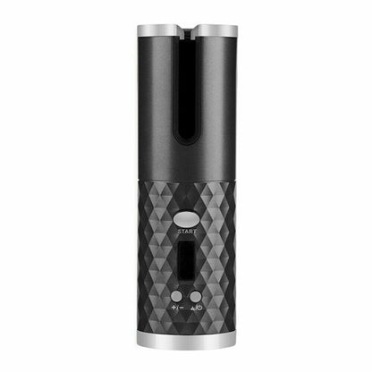 Puce Gaia cordless LCD hair curler with ceramic barrel, auto rotating design, ideal for creating waves and curls.