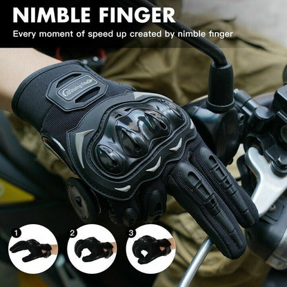 Puce Gaia racing motorcycle motocross dirt bike full finger riding gloves, black with padding for motocross and dirt bike riding.