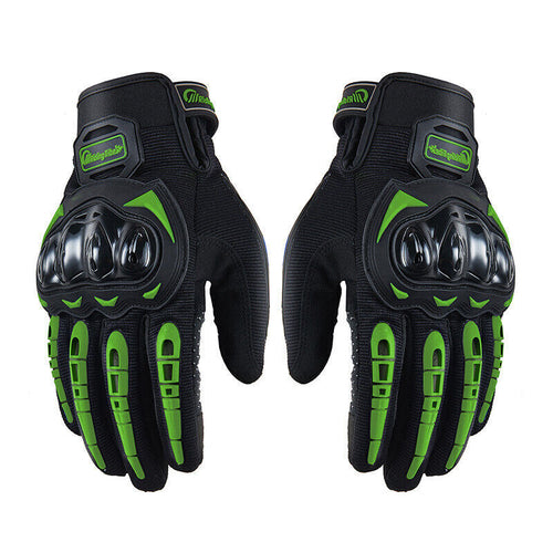 Puce Gaia racing motorcycle motocross dirt bike full finger riding gloves, tech accessories, with protective padding and grip features.
