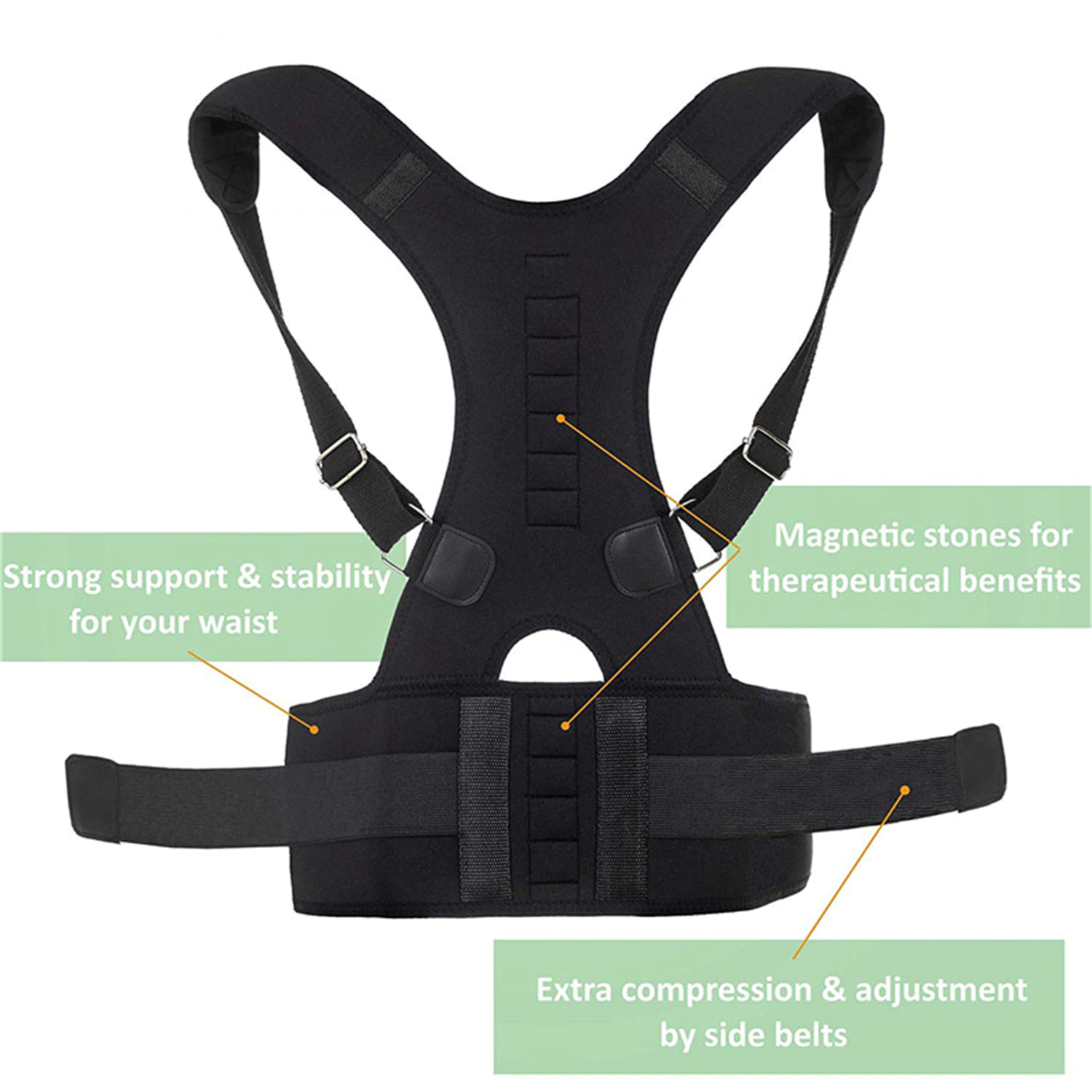 Puce Gaia magnetic posture corrector support back shoulder brace belt, adjustable tech accessory for improved posture.