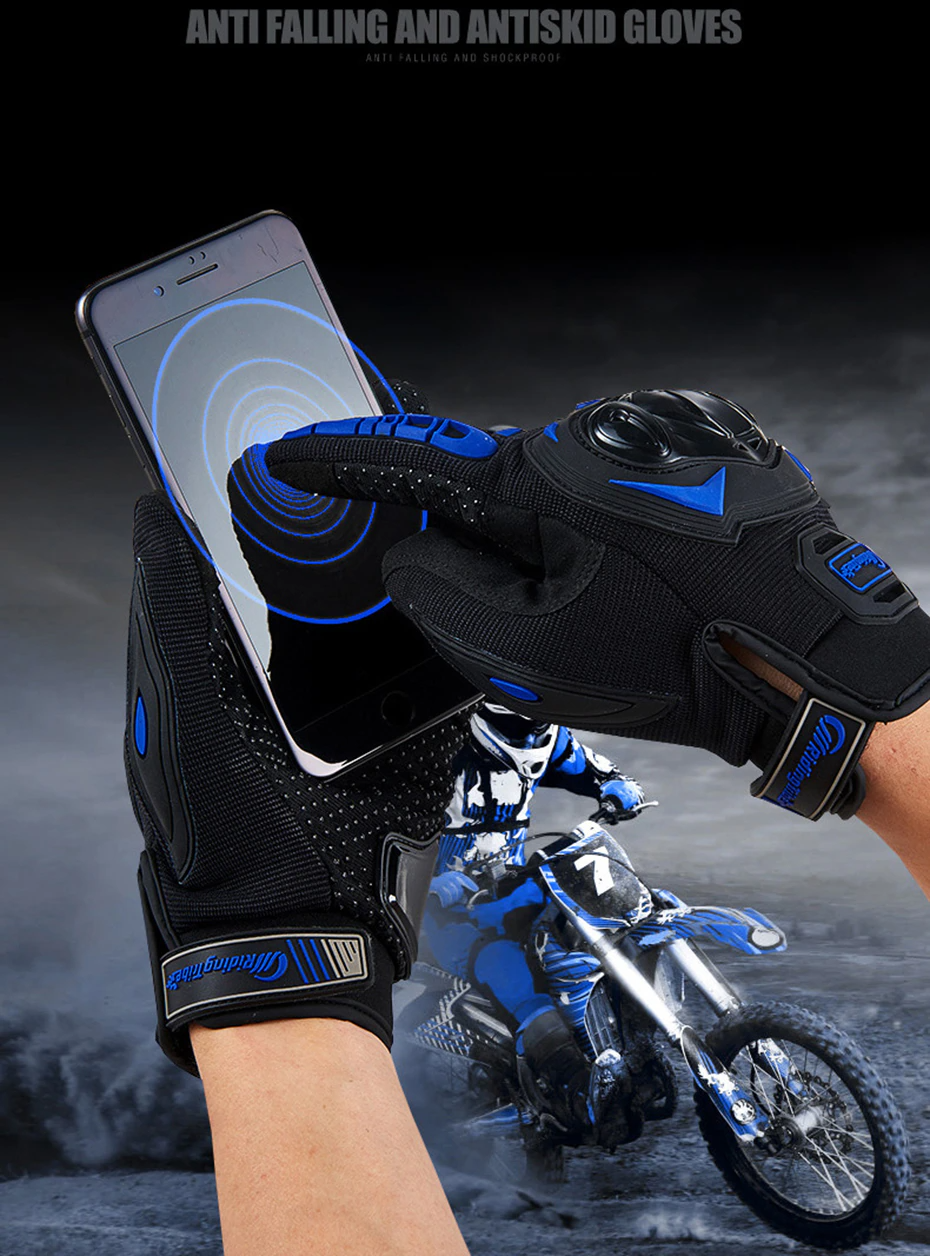 Puce Gaia full finger racing motorcycle gloves for motocross dirt bike riding, featuring durable tech accessories and protective design.
