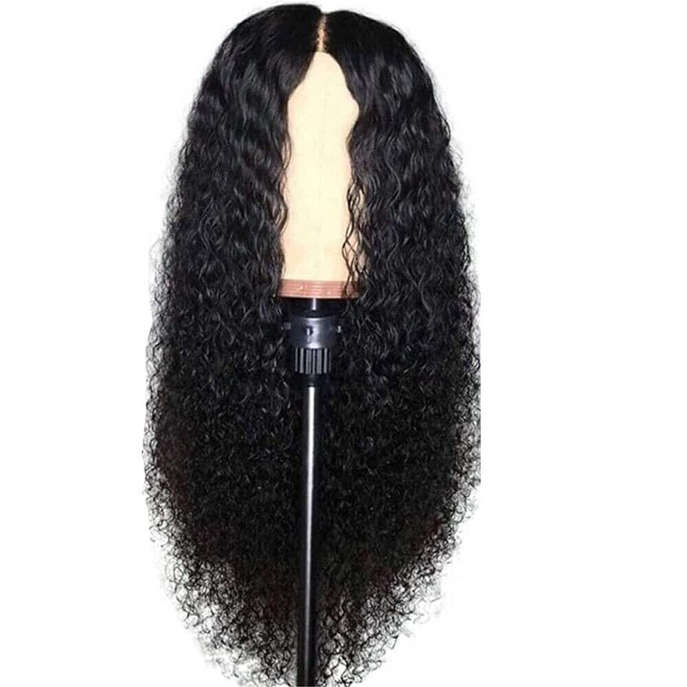 Brazilian human long curly lace front wig for women by Puce Gaia, featuring wavy, textured hair with natural volume.