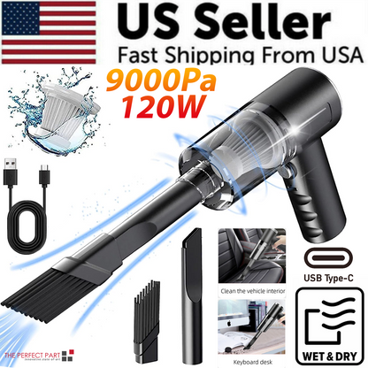 Puce Gaia 120W cordless handheld vacuum cleaner for car cleaning, small compact portable design with ergonomic grip.