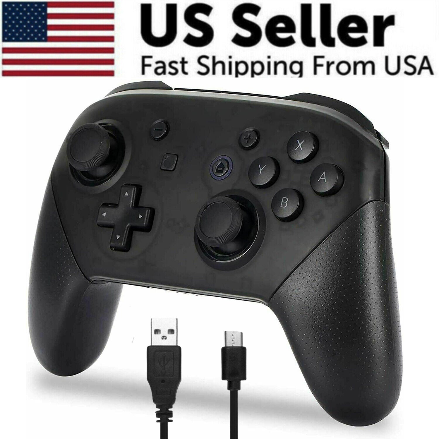Puce Gaia Pro Wireless Game Controller for Nintendo, black gamepad with joystick and buttons for gaming.