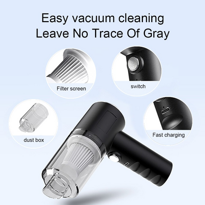 Puce Gaia 120W cordless handheld vacuum cleaner for car cleaning, compact and portable for easy use and storage.