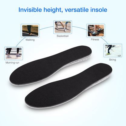 Invisible height increase insoles by Puce Gaia for men and women, designed to add heel lift and enhance shoe comfort.