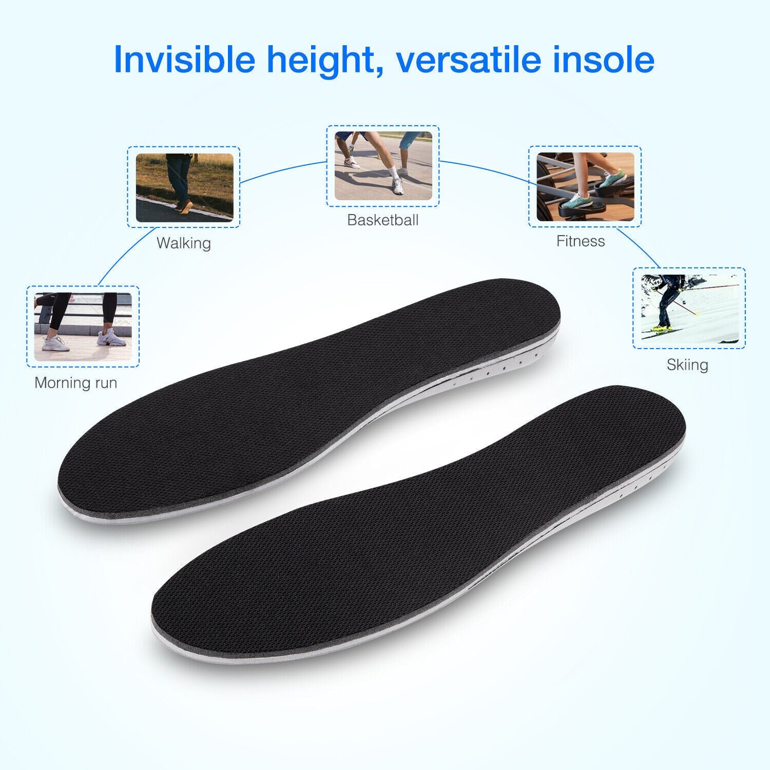 Puce Gaia invisible height increase insoles for men and women with heel lift, designed for taller, comfortable shoe fit.