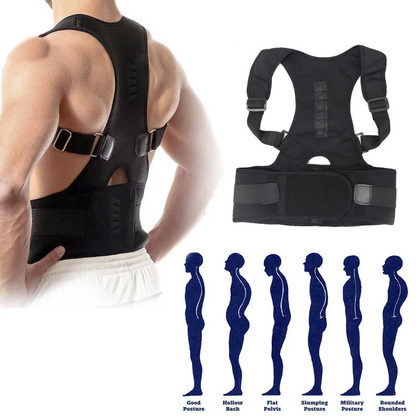 Puce Gaia posture corrector support magnetic back shoulder brace belt band for improved posture and back support.